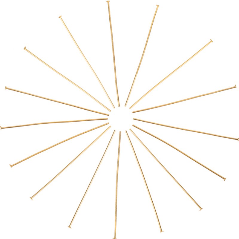 Épingles à tête plate en acier inoxydable 304, plaqué or 18K, 50x0.7mm — Accessoires pour bijoux