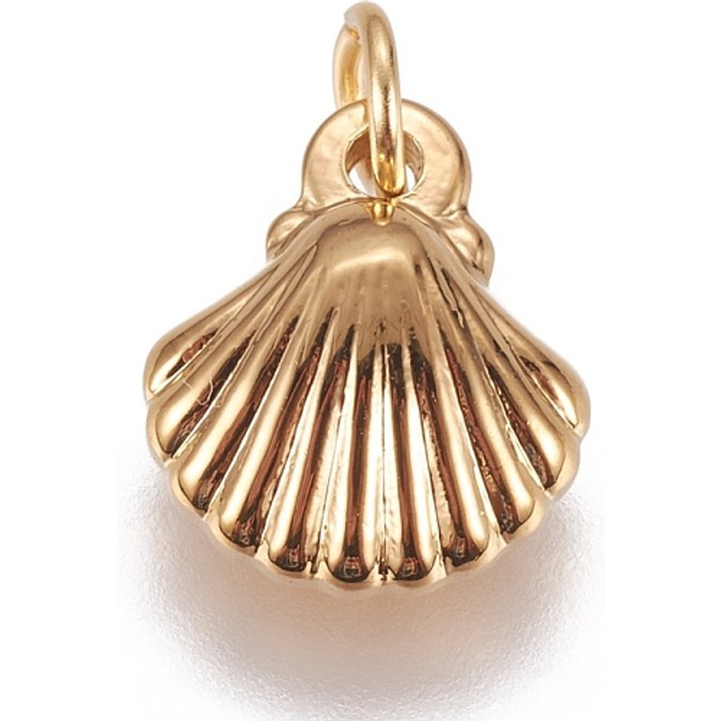 Charm en Acier Inoxydable 304 avec Plaquage PVD, Coquillage, Doré — Breloques et pendentifs