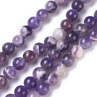 Brins de Perles d'Améthyste Chevron Naturel, Ronde 8mm, 15 pouces — Perles à bijoux