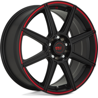 Roues Motegi Racing MR142 CS8 Satin Noir avec Rayure Rouge 16x7 — Roues et jantes