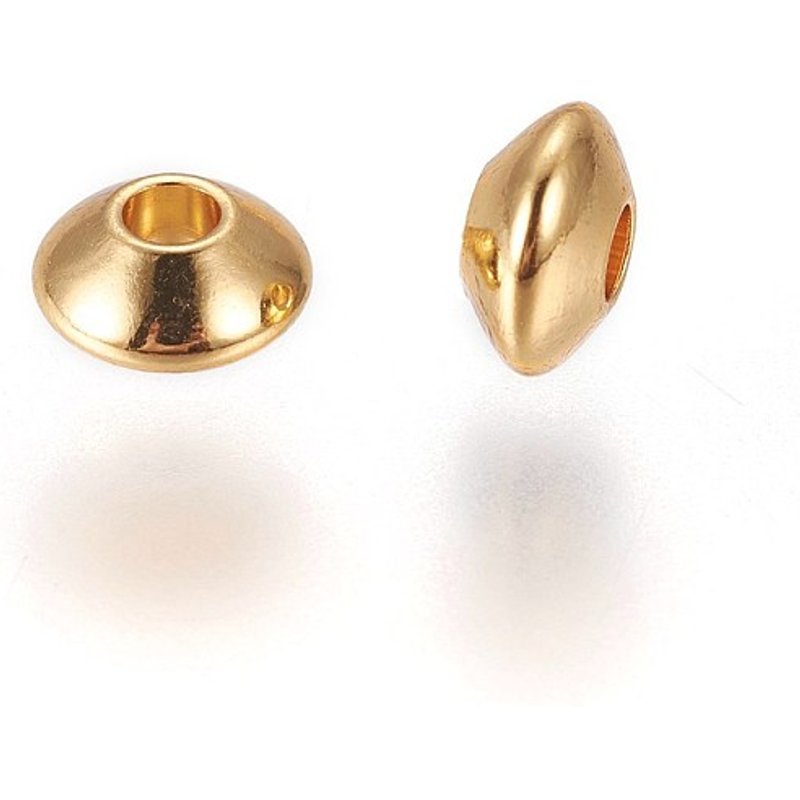 Perles Espacées en Acier Inoxydable 304, Rondelle, Plaqué Or 24K — Perles à bijoux