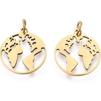 201 Stainless Steel Map Ring Pendant, Golden, 19x17x1mm