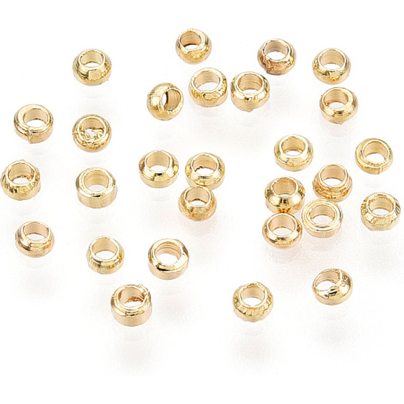 Perles à Crimp en Laiton, Rondelle, Or Clair, 2x1.5mm, 500pcs — Perles à bijoux