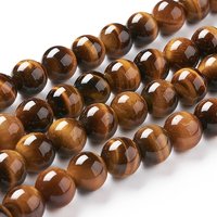 Fil de perles en œil de tigre naturel, grade A, rond, 8mm, 48pcs — Perles à bijoux