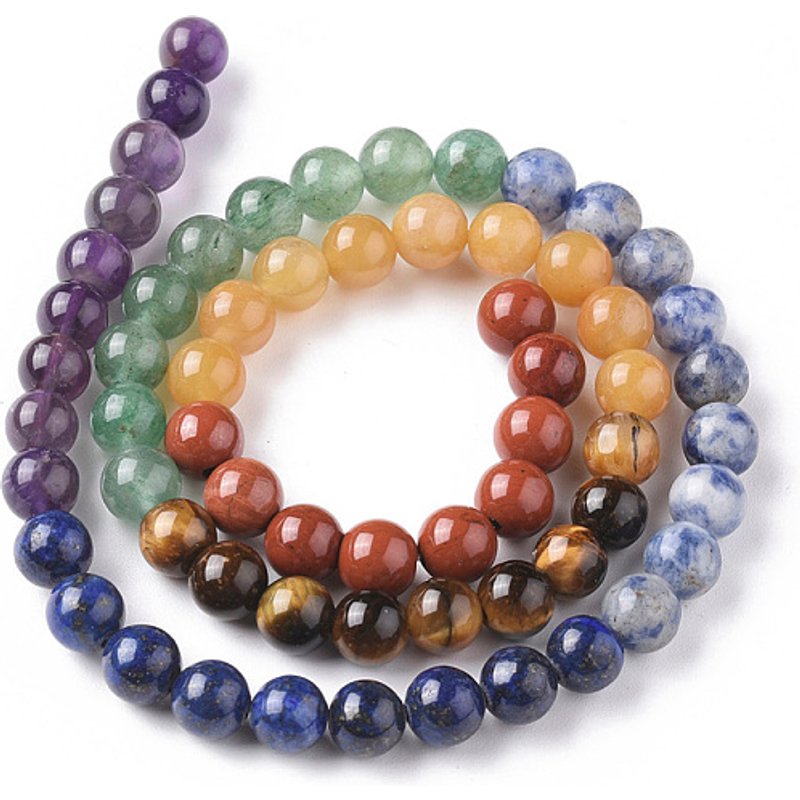 Brins de Perles Naturelles Thème Chakra - Pierres Rondes de 6mm — Perles à bijoux