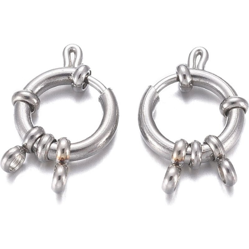 304 Stainless Steel Spring Ring Clasps, Tarnish Resistant — Jewelry Findings