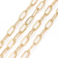 Soldered Brass Paperclip Chains, 18K Gold Plated, 16.4 Feet