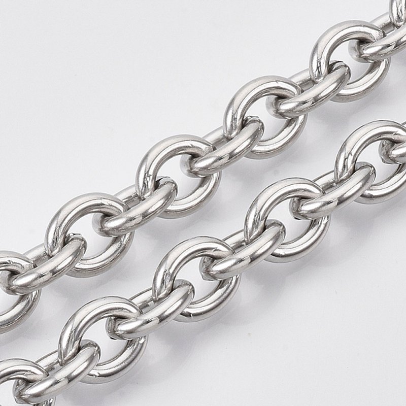 304 Stainless Steel Cable Chains, Unwelded, Oval, 32.8 Feet Roll — Chains, Wire & Cord