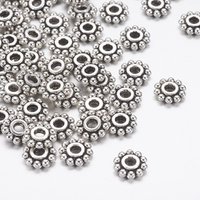 Perles Intercalaires en Alliage de Style Tibétain Gear, Argent Antique, 6.5mm — Perles à bijoux