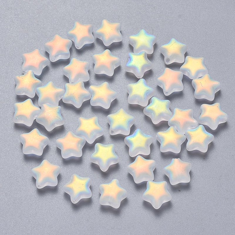 Perles en verre peintes à la pulvérisation, plaquées couleur AB, étoile, WhiteSmoke — Perles à bijoux