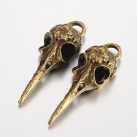 Pendentif en Alliage Style Tibétain, Crâne de Corbeau, Bronze Antique — Breloques et pendentifs
