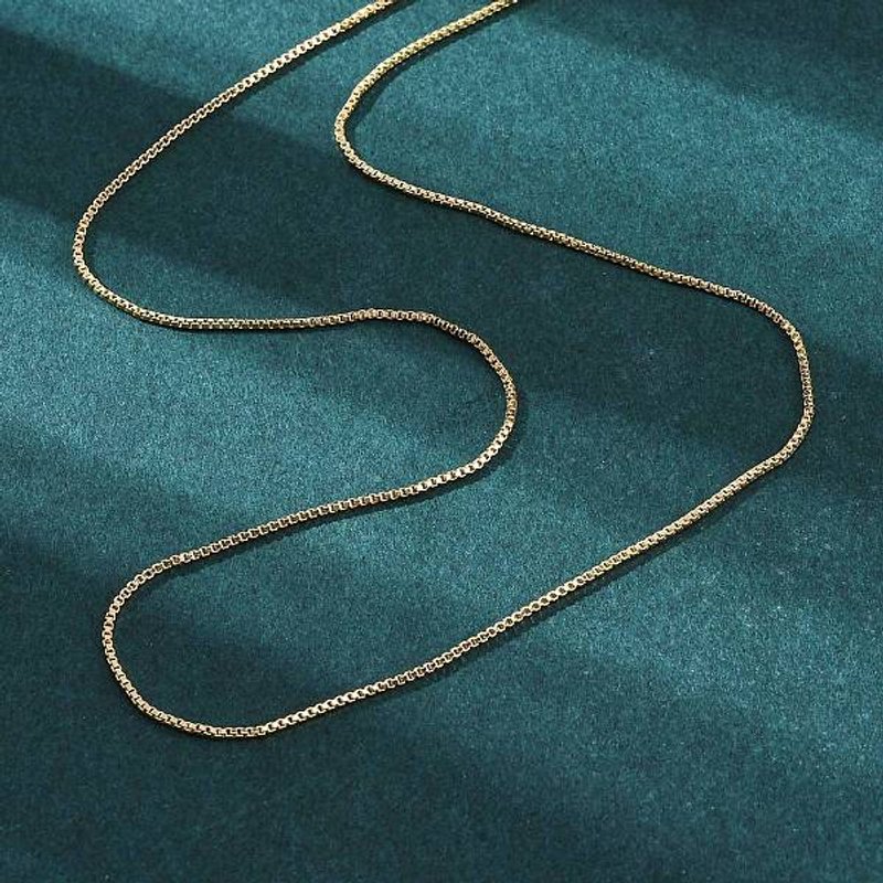 Brass Venetian Box Chain Necklace with Lobster Claw Clasp — Pendant Necklace