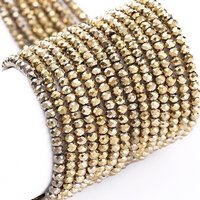 Brins de perles en verre électroplaqué, rondelle facettée, plaqué or clair — Perles à bijoux