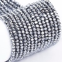 Electroplate Glass Beads Strands, Faceted Rondelle, Platinum Plated