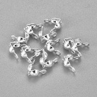 Embouts de perles en acier inoxydable 304, couvercles clamshell argent