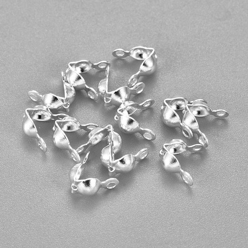 Embouts de perles en acier inoxydable 304, couvercles clamshell argent — Accessoires pour bijoux