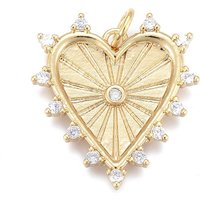Brass Micro Pave Clear Cubic Zirconia Heart Pendant with Jump Rings — Charms & Pendants