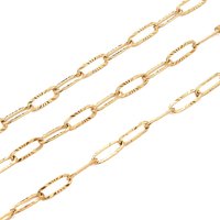 Chaînes en acier inoxydable 304 texturées en forme de trombone avec bobine, dorées — Chaînes, fils et cordons