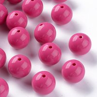 Perles Acryliques Opaques Rondes, Camélia, 20x19mm, 111pcs/500g — Perles à bijoux