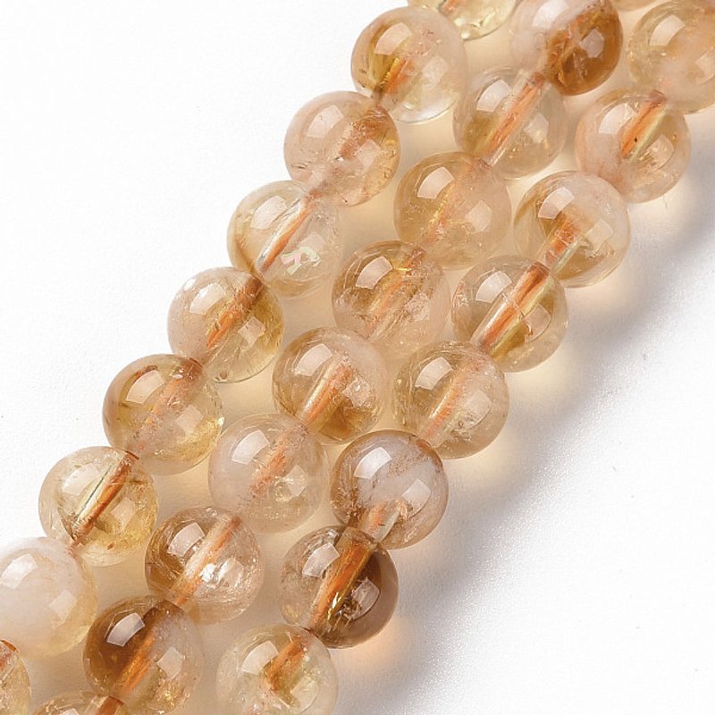 Natural Citrine Beads Strands, Round, 6mm, 63-64pcs/strand — Jewelry Beads