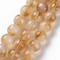 Fils de perles de citrine naturelle, rondes 8mm, 15.35 pouces — Perles à bijoux