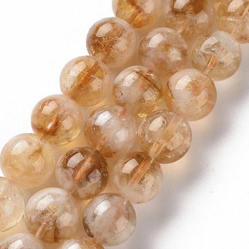 Brins de perles de citrine naturelle, rondes, 10mm, 15.35 pouces — Perles à bijoux
