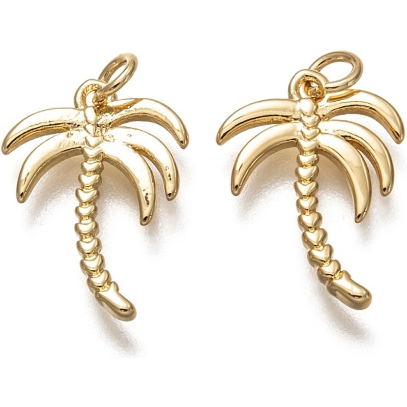 Pendentifs en laiton en forme de palmier avec anneaux, plaqué or 18K — Breloques et pendentifs
