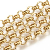 Chaînes Rolo en acier inoxydable 304 plaquées or 18K, 3,28 pieds