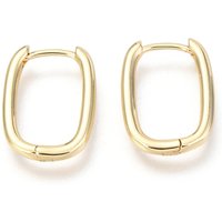 Boucles d'oreilles Huggie en laiton, ovales, plaquées or 18K — Boucles d'oreilles créoles