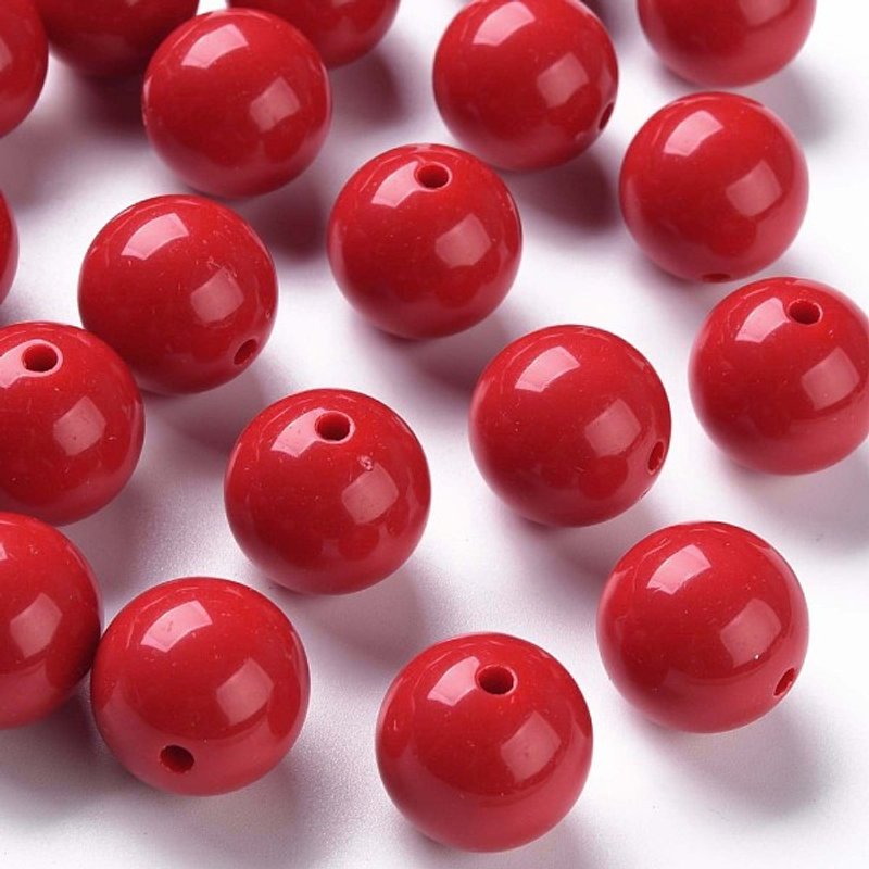 Perles Acryliques Opaques Ronde, FireBrick, 20x19mm, 111pcs/500g — Perles à bijoux