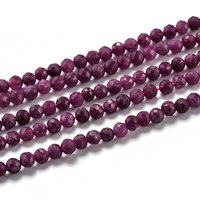 Brins de Perles de Rubis Naturels, Ronds Facettés, 4mm, 110pcs