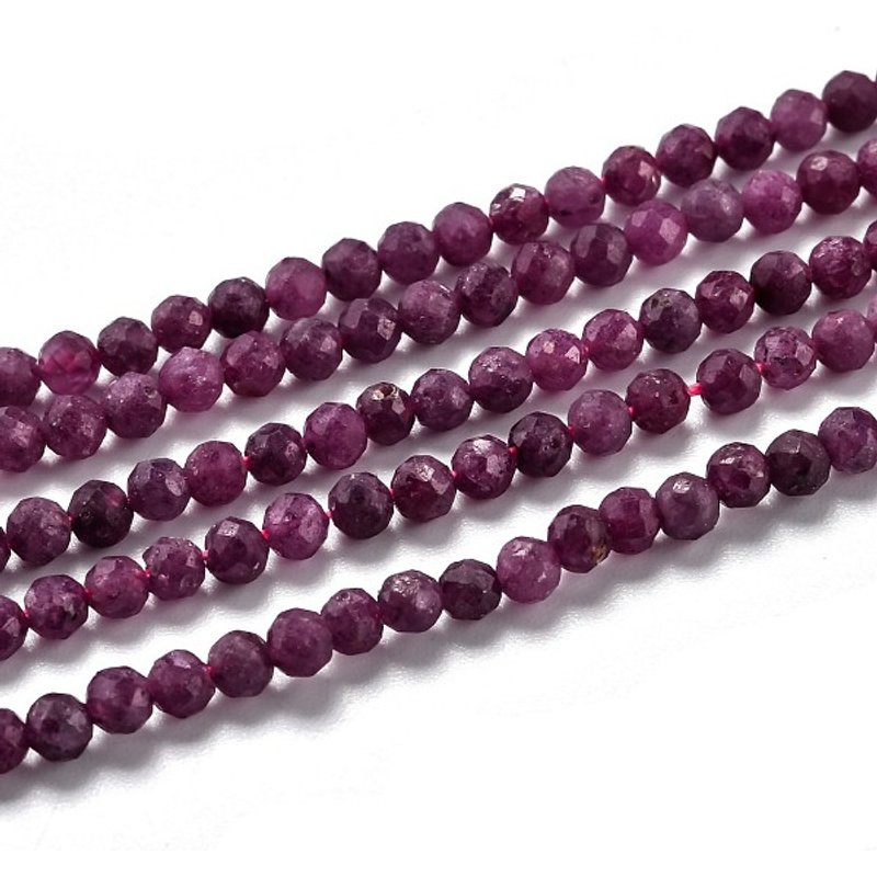 Natural Ruby Beads Strands, Faceted Round, 4mm, 110pcs — Jewelry Beads