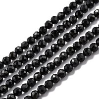 Natural Black Tourmaline Beads Strands, Faceted, Round, 38cm — Jewelry Beads