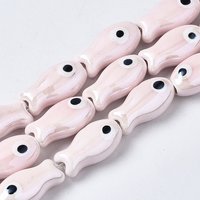 Brins de perles en céramique en porcelaine faits à la main, poisson, lavande