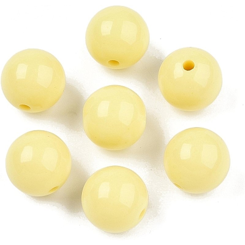 Perles Acryliques Opaques Rondes, Jaune Champagne, 16x15mm, 220pcs — Perles à bijoux