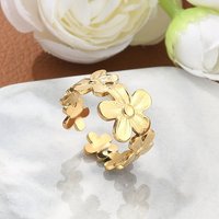 Ion Plating 304 Stainless Steel Sunflower Finger Ring, Size 7 1/4 — Costume Jewelry