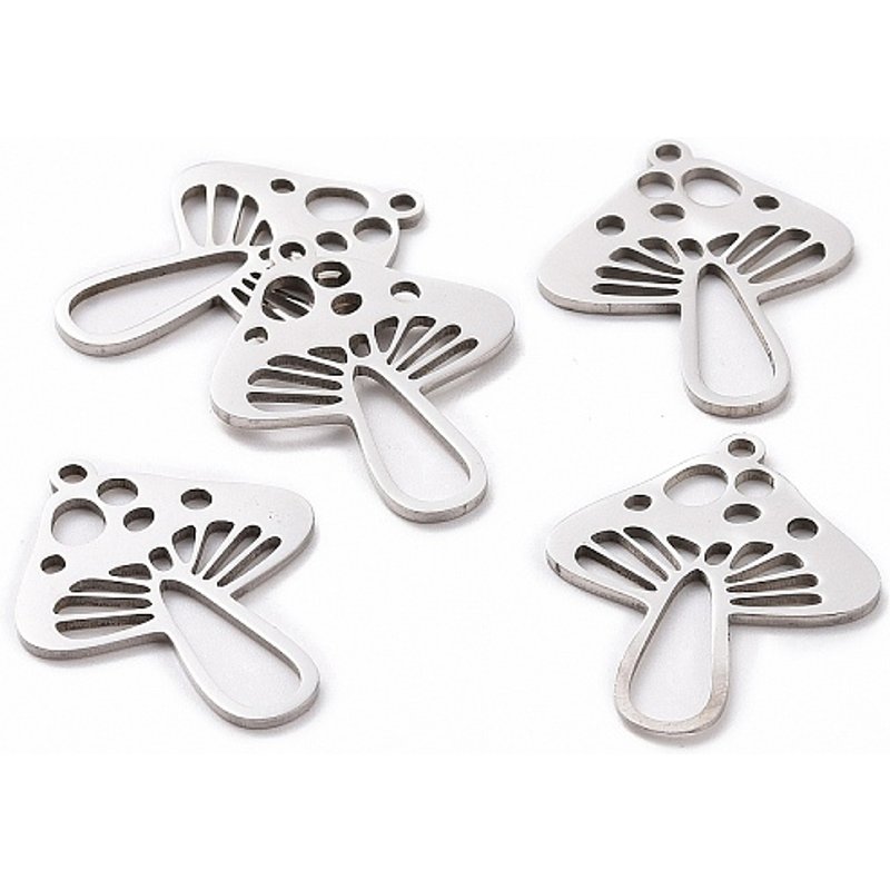 Pendentif Champignon en Acier Inoxydable 201, Découpe Laser, Non-Tarnish — Breloques et pendentifs