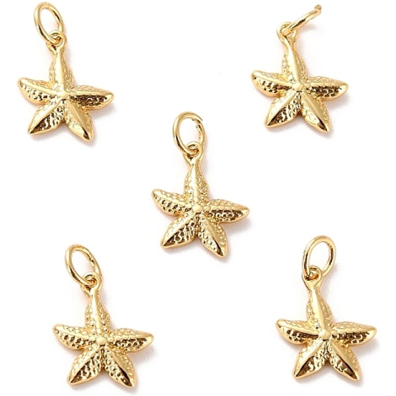 Brass Starfish Pendant, 18K Gold Plated, Cadmium and Lead Free — Charms & Pendants