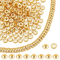 PandaHall 240pcs Perles Espacées Rondes Plates en Or 18K pour la Création de Bijoux — Perles à bijoux