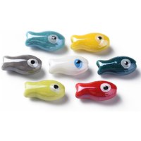 Perles en Porcelaine Fait Main, Style Famille Rose, Poisson, Couleurs Variées — Perles à bijoux