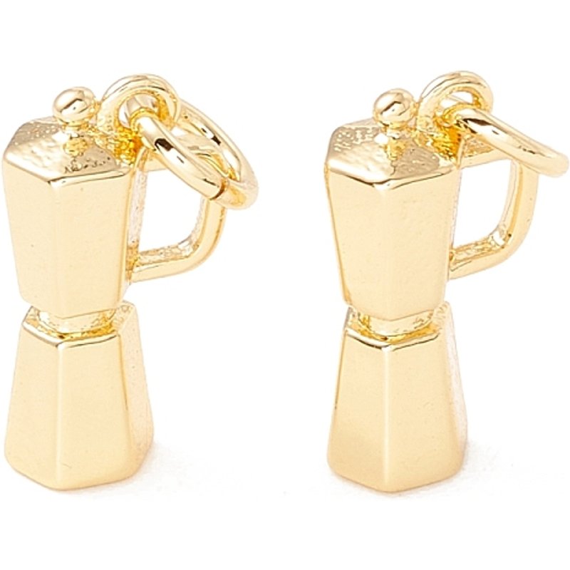 Pendentif en laiton en forme de cafetière avec anneaux, plaqué or 18K — Breloques et pendentifs