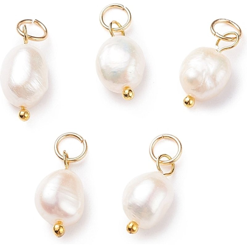 Charms en perles d'eau douce cultivées naturelles Grade B avec anneaux — Breloques et pendentifs