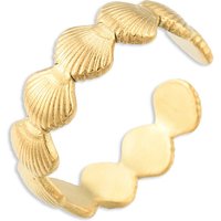Ion Plating 304 Stainless Steel Shell Wrap Open Cuff Ring for Women — Costume Jewelry