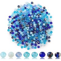 500 Pcs Perles en Verre Opaque Électroplaquées, Rondelle, Bleues, 4x3mm — Perles à bijoux