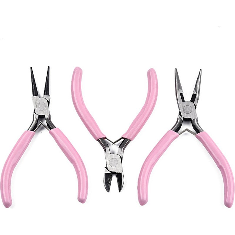 Ensemble de pinces en acier avec poignées en plastique - 3 pièces — Outils de création de bijoux