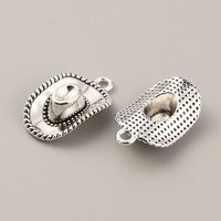 Tibetan Style Alloy Cowboy Hat Charms in Antique Silver