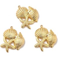 Ion Plating 304 Stainless Steel Starfish & Shell Pendants — Charms & Pendants