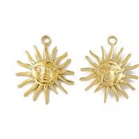 PVD Vacuum Plating 304 Stainless Steel Sun Face Pendant — Charms & Pendants