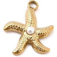 Pendentifs en acier inoxydable 304 avec plaquage ionique et charme étoile de mer — Breloques et pendentifs