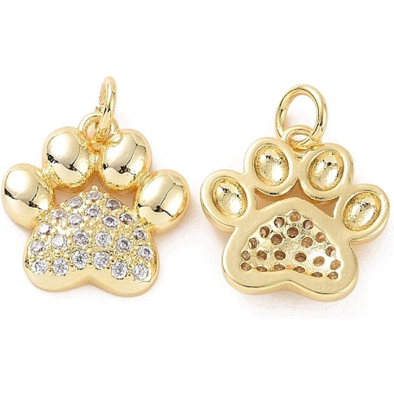 Charm en forme de patte de chien Rack Plating avec anneau, plaqué or 18K — Breloques et pendentifs